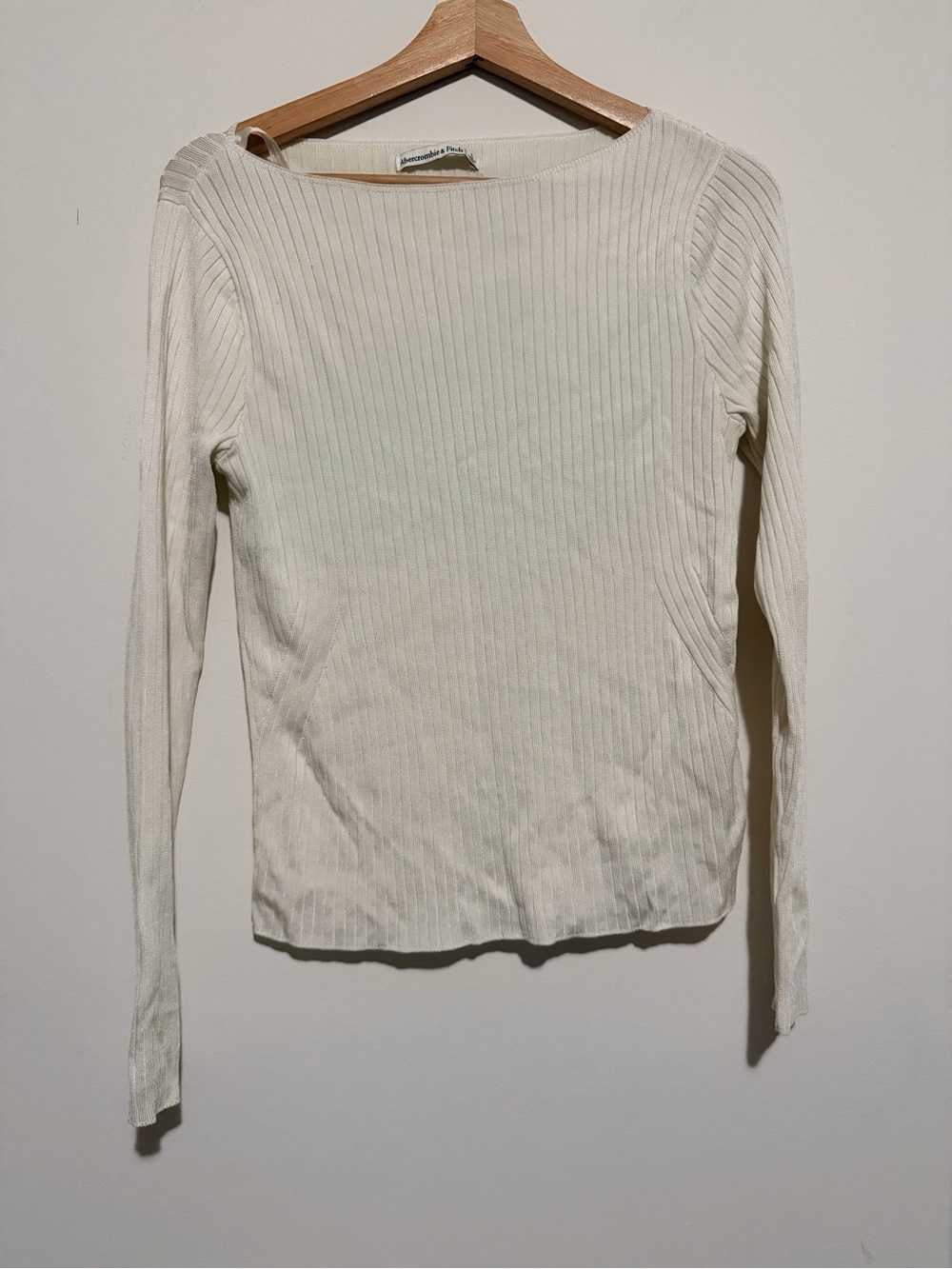Abercrombie & Fitch Off-White Ribbed Long Sleeve Top